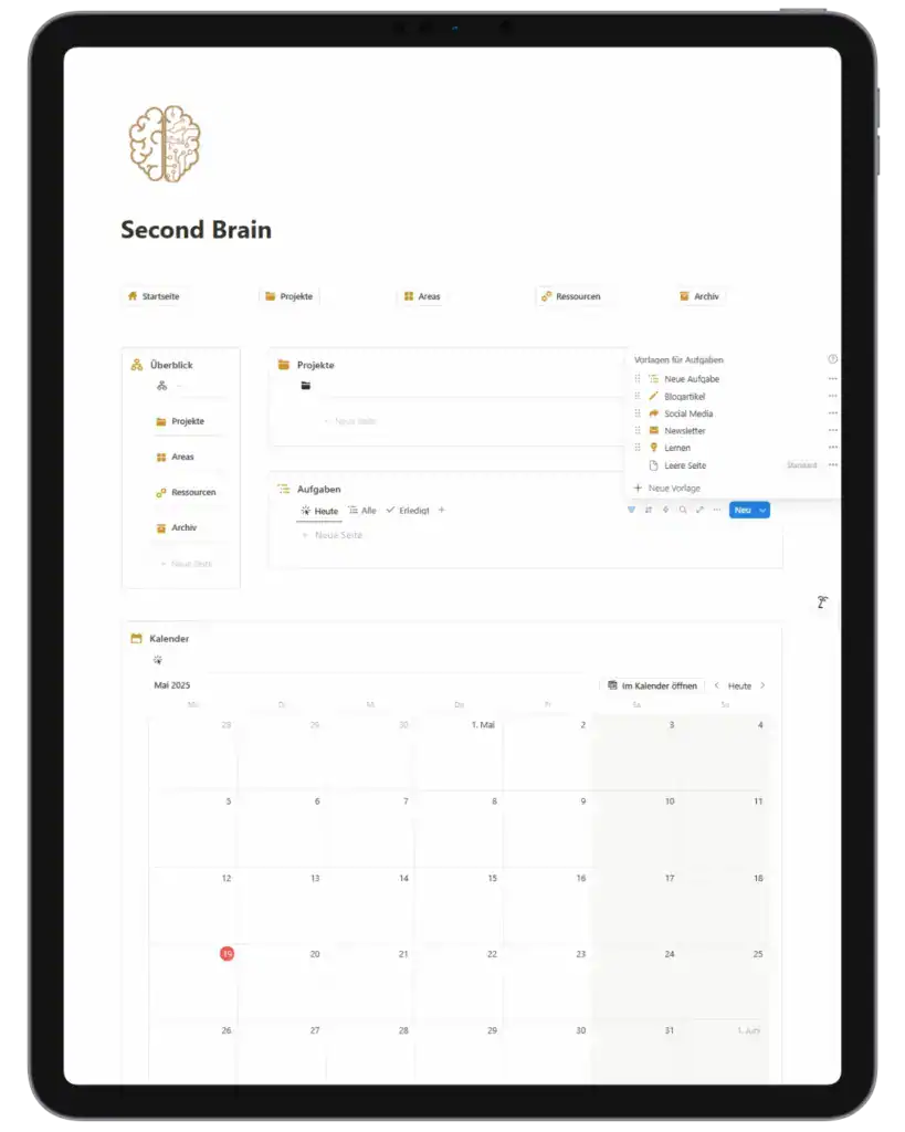 tablet second brain kostenlose vorlage
